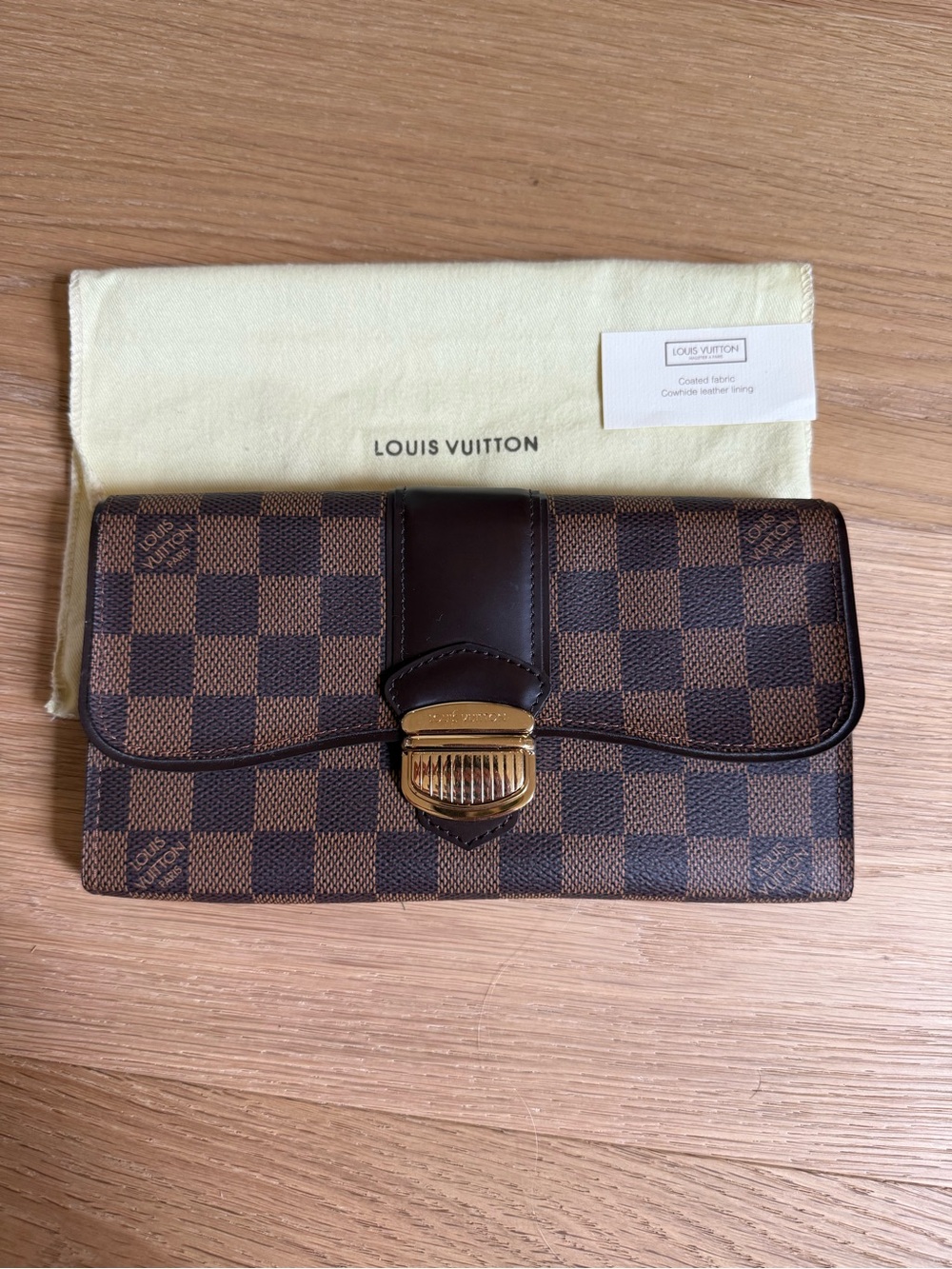 Louis Vuitton Brown Damier Ebene Portefeuille Sistina Wallet 2009